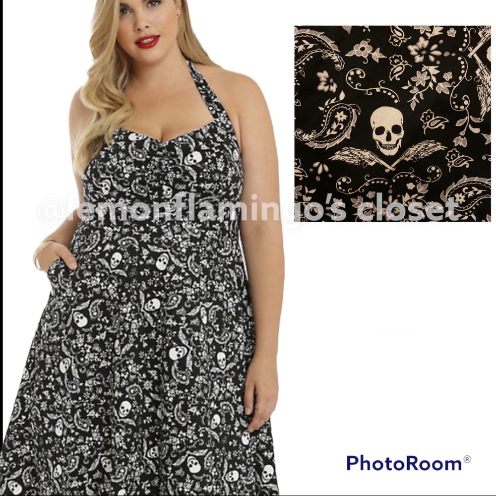 Torrid retro chic skull halter dress